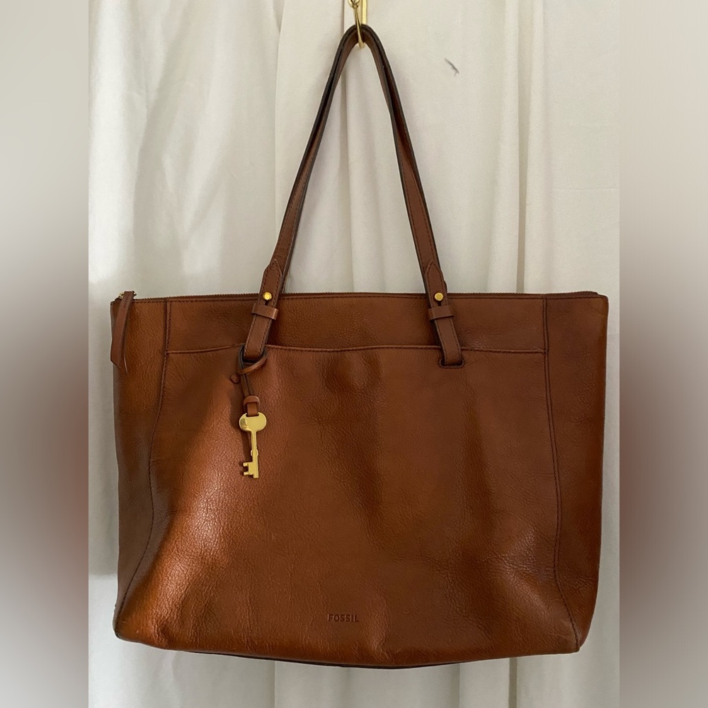 Fossil Rachel Vintage Brown Leather Large Tote Bag OOP Rare Find